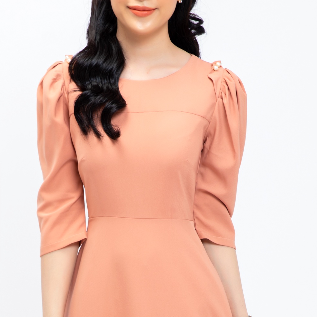 Đầm công sở đi tiệc thiết kế form dáng xòe tay lỡ đính ngọc trên vai AMYRA Da145 | BigBuy360 - bigbuy360.vn