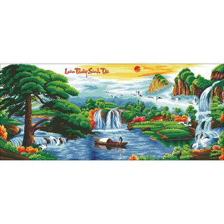 Tranh Thêu Chữ Thập Lưu Thuỷ Sinh Tài