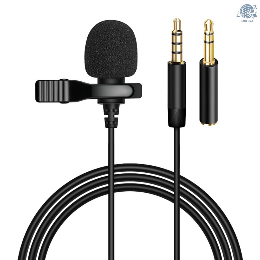 BF 3.5mm Recording Microphone Lapel Clip-on Mic for IOS Android/Windows Cellphones Clip Podcast Noiseless Microphone for Bloggers with 3.0m Wire 3.5mm Audio Adapter 4pin to 3 pin