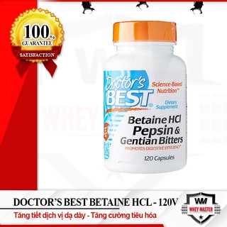 Hỗ Trợ Hệ Tiêu Hóa Doctor's Best Betaine HCL Pepsin and Gentian Bitters (120 viên ) - Từ Mỹ