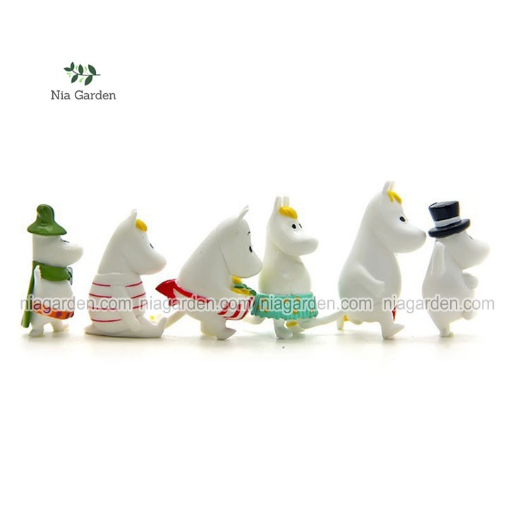 Tiểu cảnh hà mã Moomin, trang trí chậu cây nhỏ, chậu để bàn - PKTC