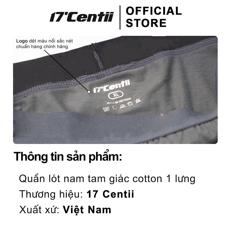 Quần Lót Nam Sịp Tam Giác 17CENTII Co Giãn 2 Chiều Thoáng Mát Vải Cotton Co Giãn Thoáng Khí Kháng Khuẩn Khử Mùi