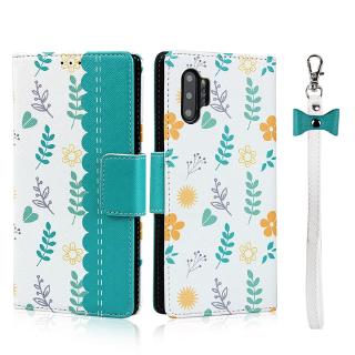 Ốp lưng Samsung Galaxy Note 10 + dễ thương, Bao da có dây đeo in hoa + dây đeo, nắp samsung Note10 Pro