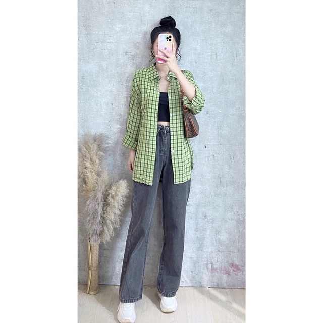 Áo sơ mi caro kẻ ô 4 màu xinh Lovi