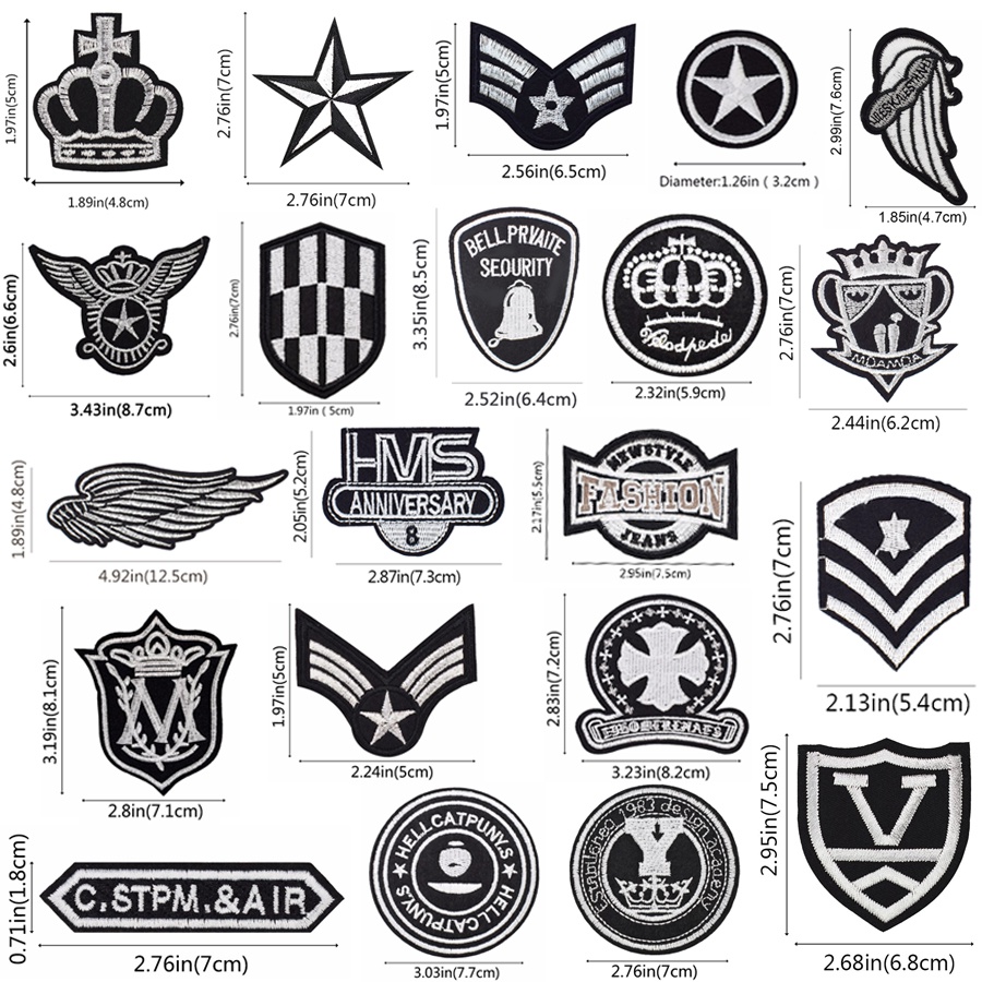 1 Miếng Vá Quần Áo Thêu Hình Trắng Đen diy