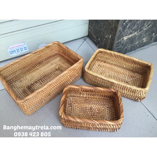 Khay mây xiên chữ nhật