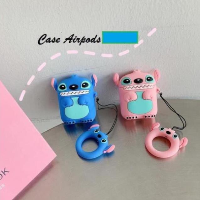 Case Airpods 1/2/I12 Inpods - Vỏ Bao Đựng Bảo Vệ Ốp Tai Nghe, Sillicone Dẻo Chống Bám Bẩn, Va Đập Stitch -I.CASE