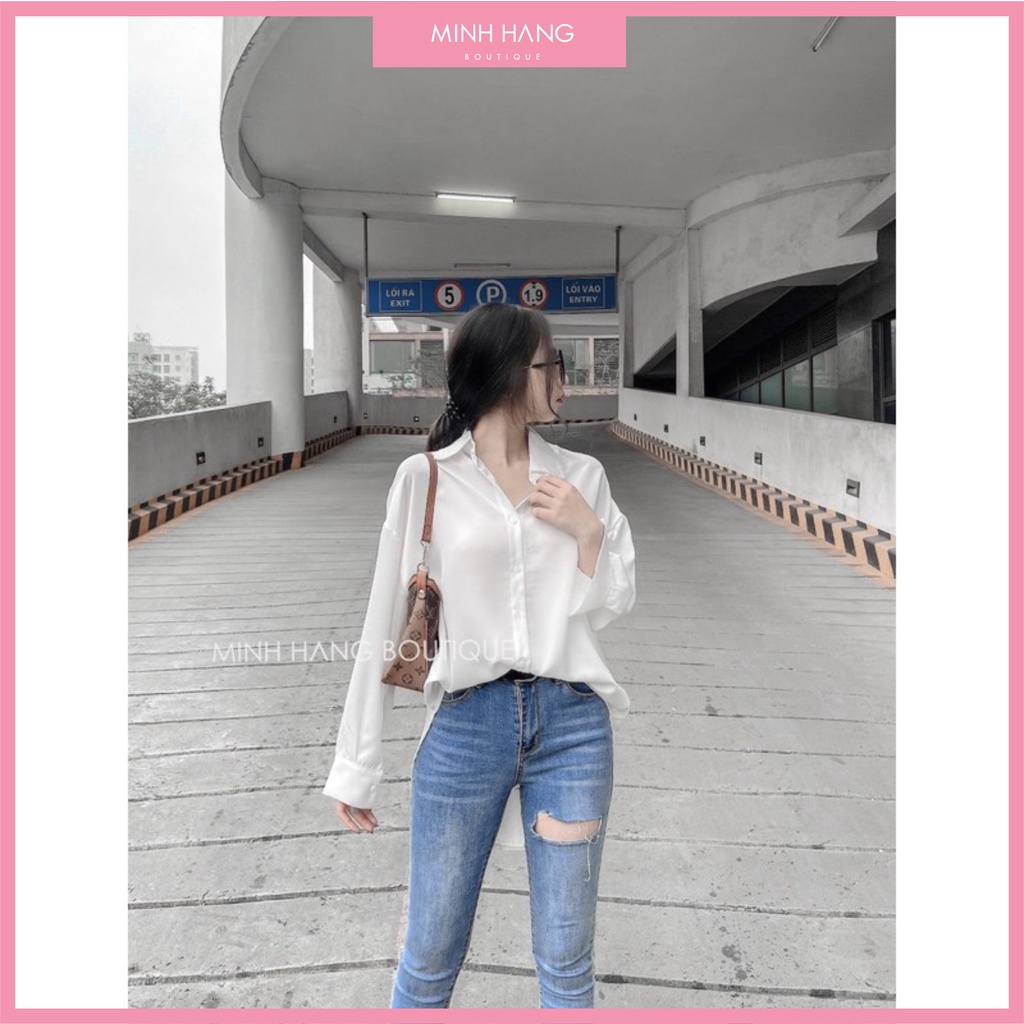 Sơ mi lụa trơn Oversize ( Ảnh Thật )