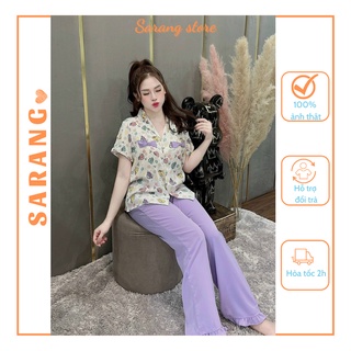 Đồ bộ - pijama lụa cao cấp áo cộc, quần dài SARANG