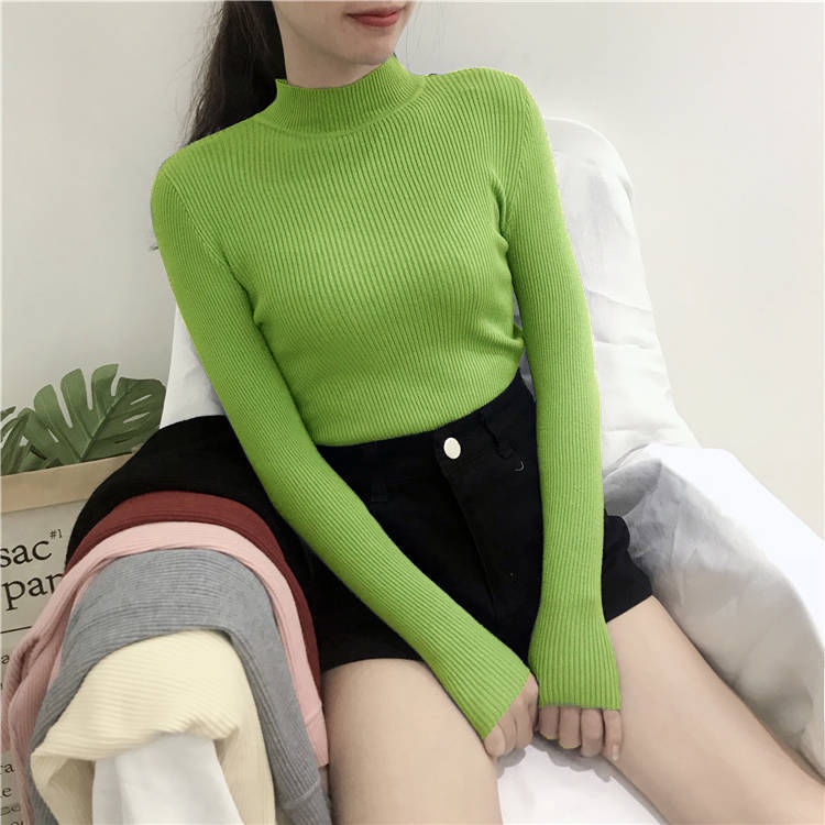 Áo Sweater Cổ Lọ Dáng Ôm Phong Cách Hàn Quốc Thời Trang Xuân Thu 2020 Cho Nữ