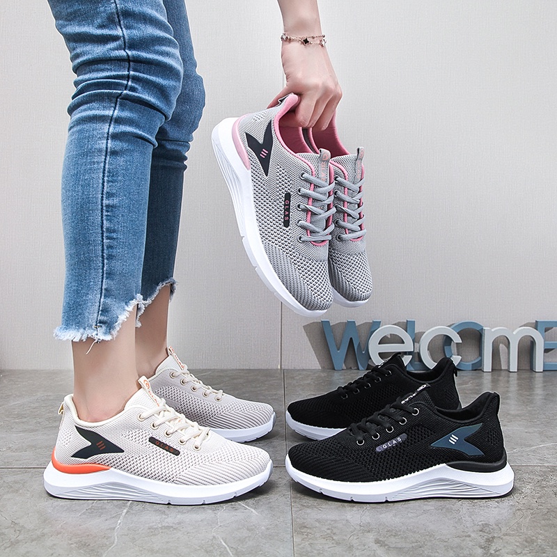 Giày Sneaker Nữ Vải Dệt Thoáng Khí 3 Màu Siêu Đẹp - D21