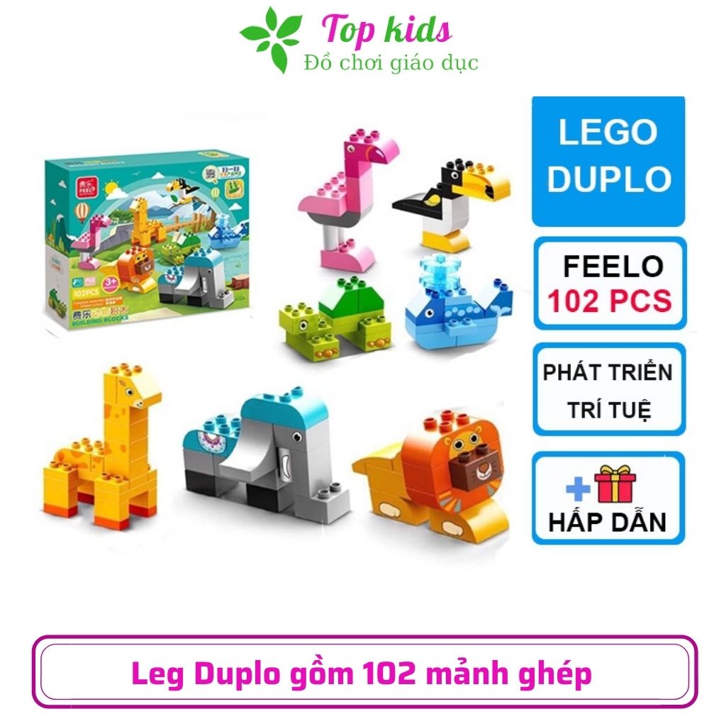 Đồ chơi lego Duplo FEELO Thế Giới Thú Cưng Đáng Yêu 102 Chi Tiết Siêu To hàng hộp loại 1 chính hãngTOPKIDS