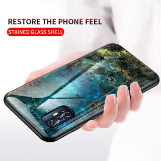 Vivo X30 Pro V17 Pro Y19 Y11 2019 V5 Plus Marble Ultra-Thin Gradient Tempered Glass Back Cover Phone Case Ốp điện thoại siêu mỏng hình đá hoa cương màu gradient mặt kính cường lực
