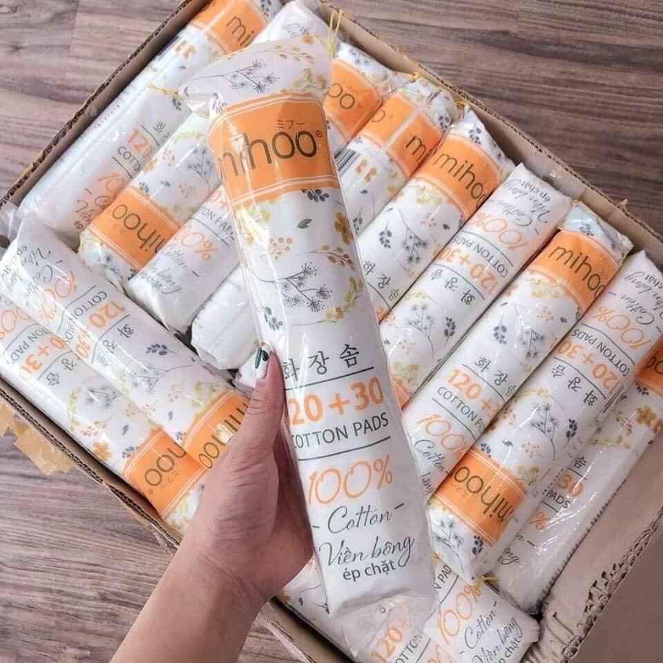 Bông tẩy trang Mihoo Hàn Quốc chính hãng, 100% Cotton tự nhiên, 150 miếng mềm mại, viền bông ép chặt - Lamy Beauty Store | BigBuy360 - bigbuy360.vn