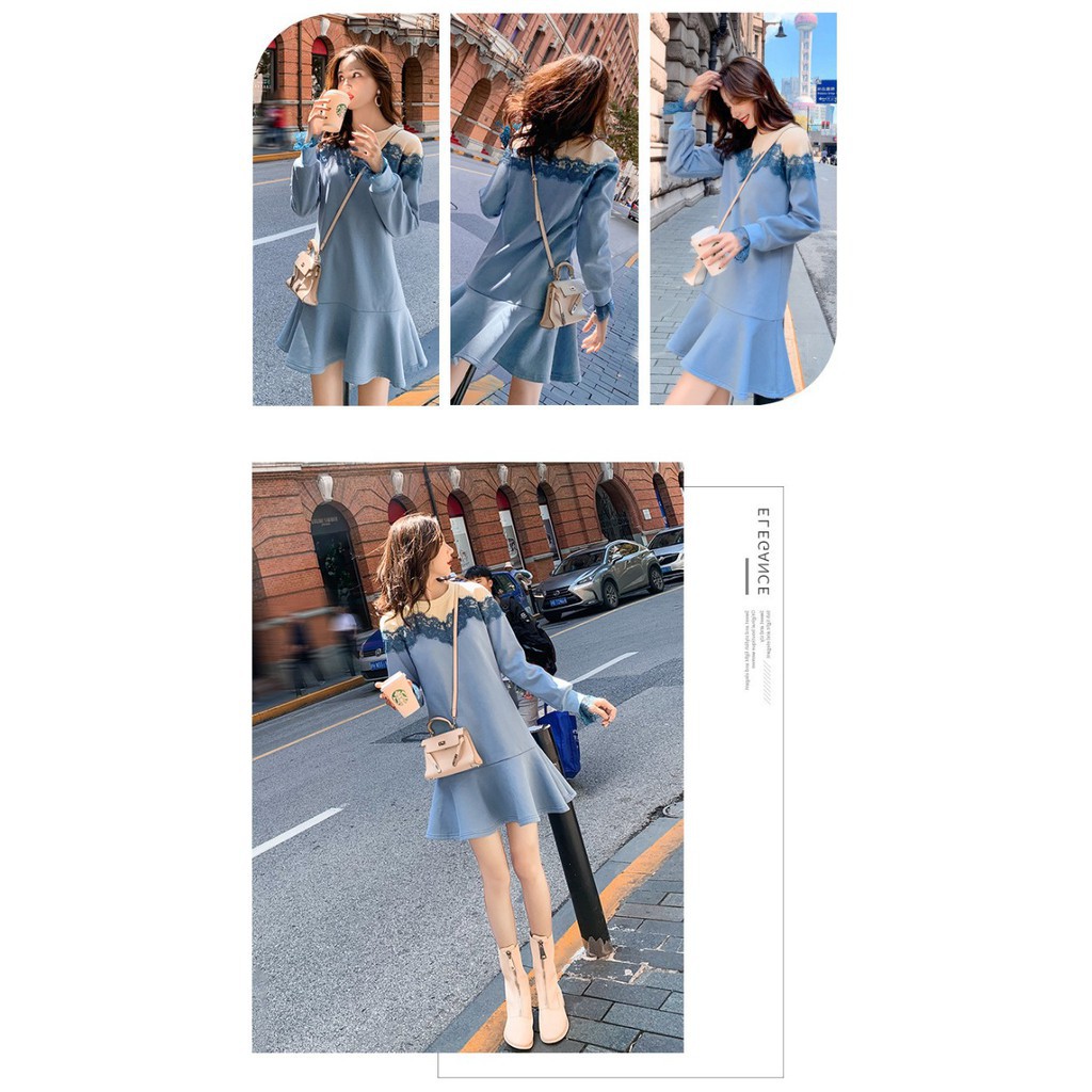 [FREESHIP] Váy liền đuôi cá cổ tròn tay bèo phong cách Hàn Quốc chính hãng NUTLET lót trong mềm mại 100% cotton