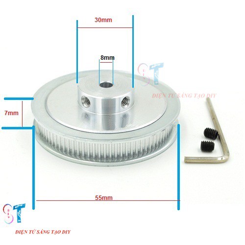 PULLEY BÁNH RĂNG NHÔM 80 RĂNG-2GT - 5MM, 8MM, 10MM, 12MM, 14MM