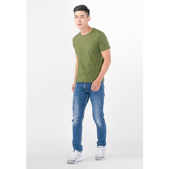 Áo Thun Trơn Nam Nữ Hình Thật Màu Xanh Rêu vải Dày Mịn Không Xù Lông