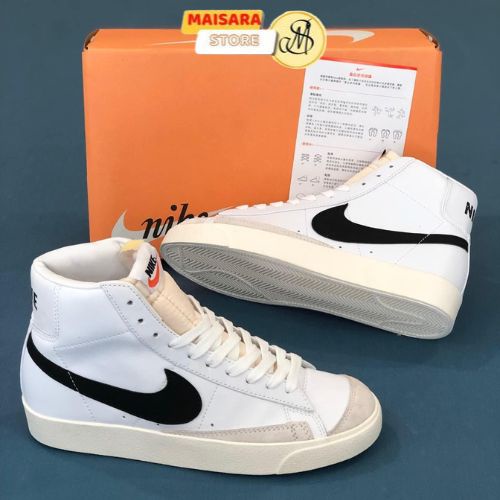 Giày Sneaker_nike blazer mid 77 cao cổ, giày blazer trắng phối đen hàng cao cấp full hộp phụ kiện, tặng kèm tất cao cổ.