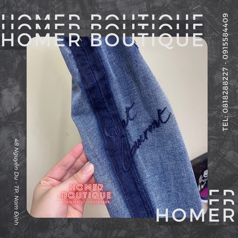 [KÈM ẢNH+VIDEO THẬT] Quần bò Saint Laurent sọc xanh