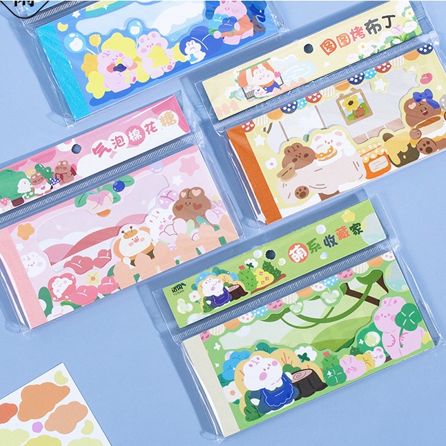 Set Sticker Xấp 30 Miếng Lớn Phong Cảnh và Gấu Thỏ