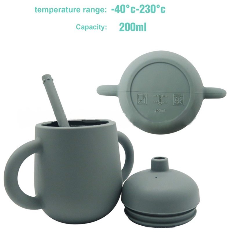 Bình Uống Nước Bằng Silicone Kèm Ống Hút Cho Bé