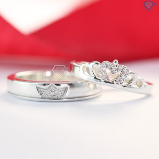 Nhẫn cặp đôi bạc vương miện, nhẫn đôi King Queen đẹp khắc tên ND0303 - Trang Sức TNJ