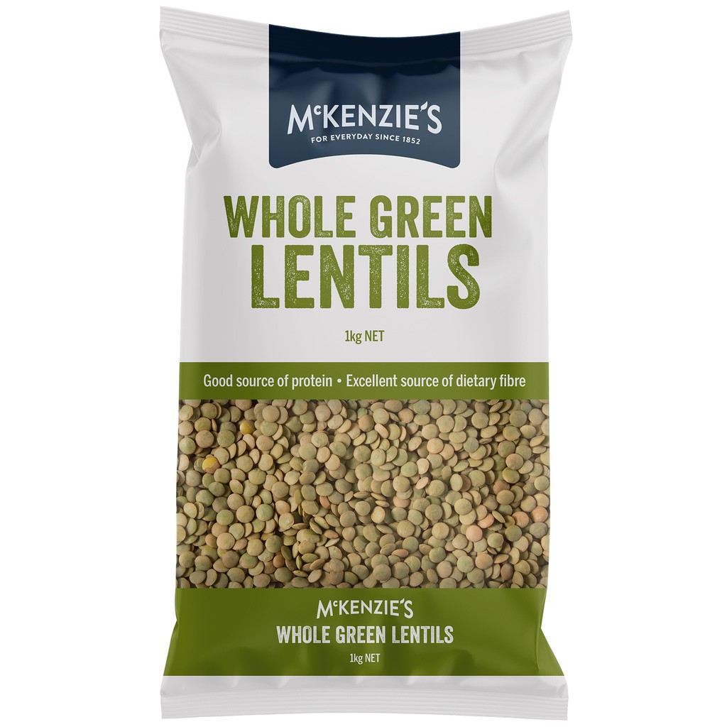 Đậu Lăng Xanh Nguyên Hạt Nhập Khẩu Úc McKenzie's - Whole Green Lentils - Túi 375g