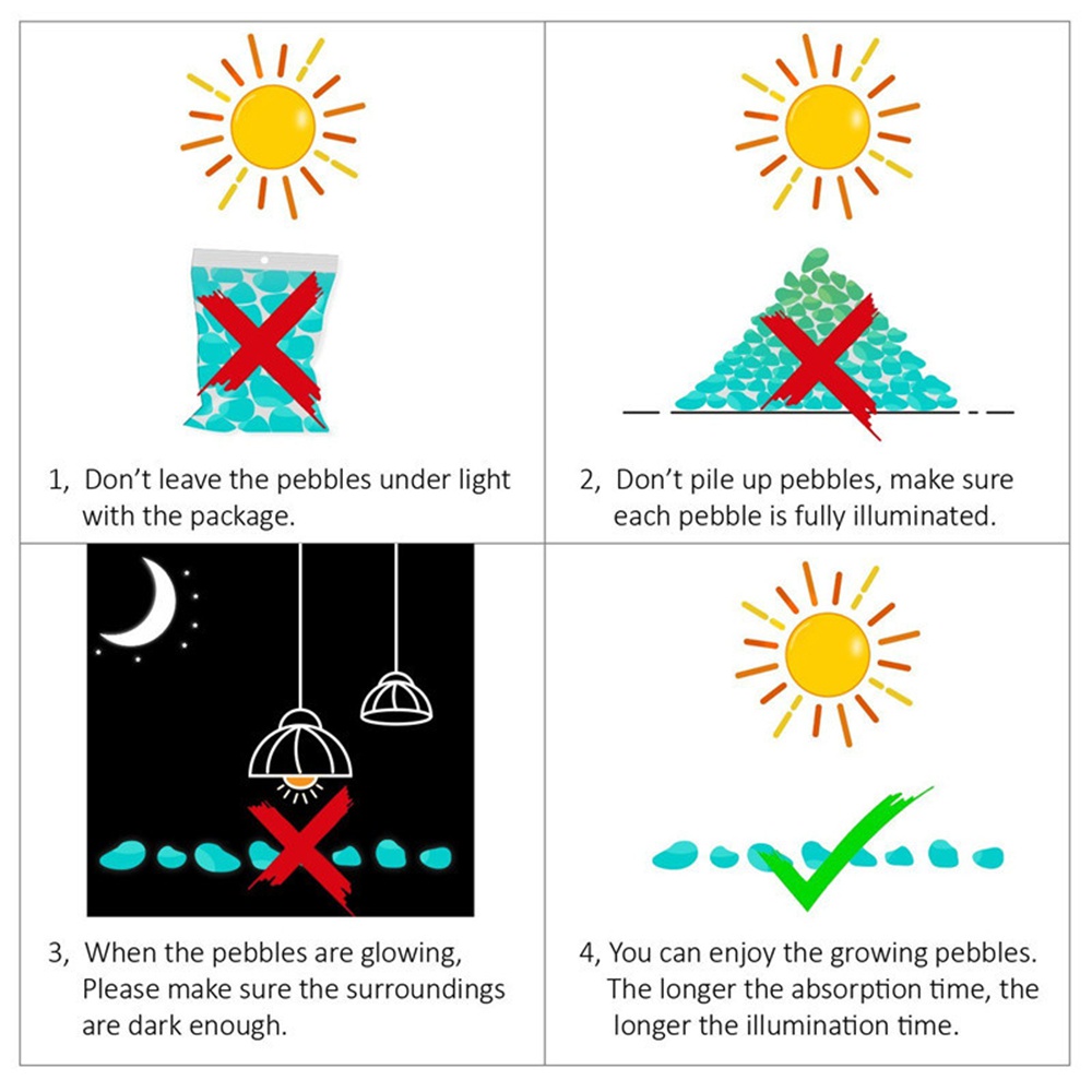 50 / 100 / 200 Viên Đá Dạ Quang Trang Trí Bể Cá