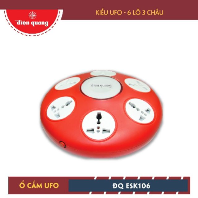 Ổ cắm Điện Quang ĐQ ESK (Kiểu UFO 6 lỗ 3 chấu)  loại 5m