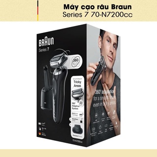 Máy cạo râu braun series 7 70-n7200cc, dao cạo râu điện dùng ướt và khô, sạc nhanh, không thấm nước, nhập đức, bh 12th