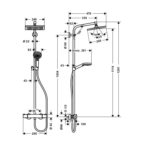 Sen Cây Hansgrohe 27271000 2in1 Bát Vuông