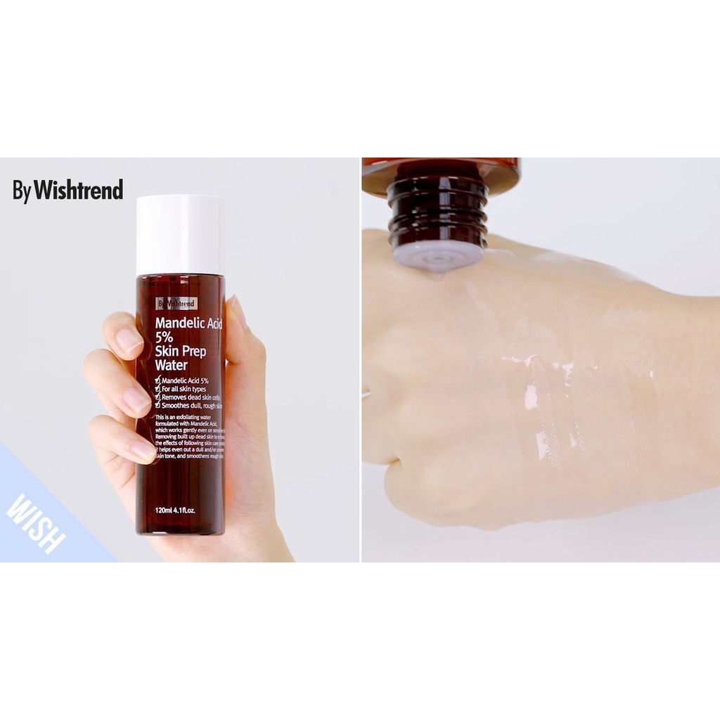 Nước hoa hồng tẩy da chết dịu nhẹ By Wishtrend Mandelic Acid 5% Skin Prep Water 120ml