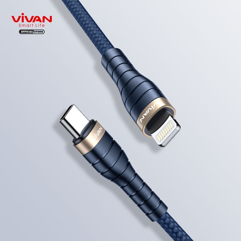 Cáp Sạc Nhanh VIVAN KCL120 Type-C to Lightning Chuẩn PD Bọc Sợi Kevlar Siêu Bền  - BẢO HÀNH 12 THÁNG