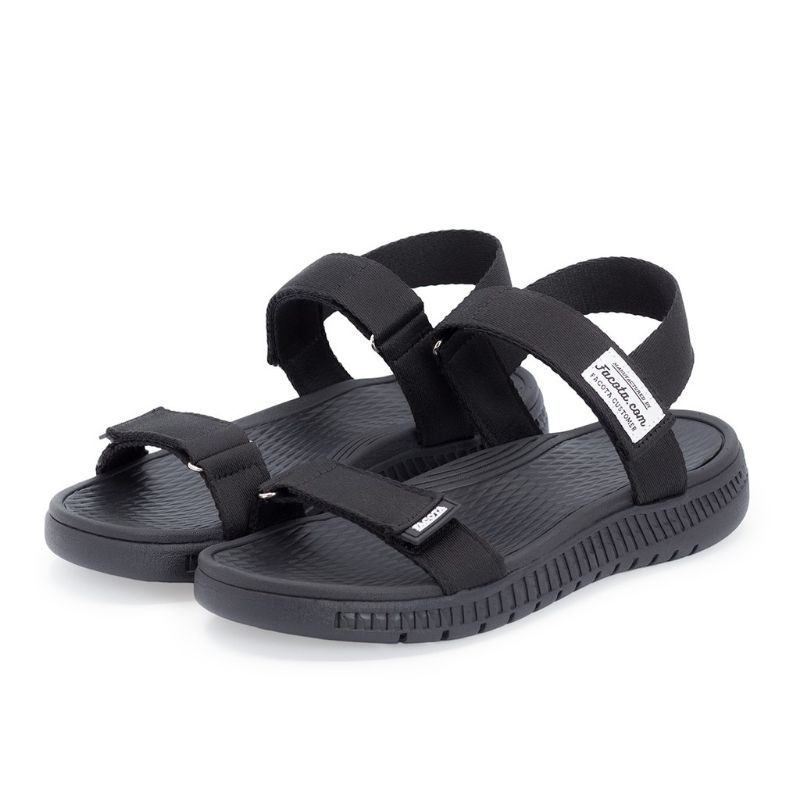 Giày sandal nam nữ FACOTA 2 quai Đen quai dù, đi học [Freeship]