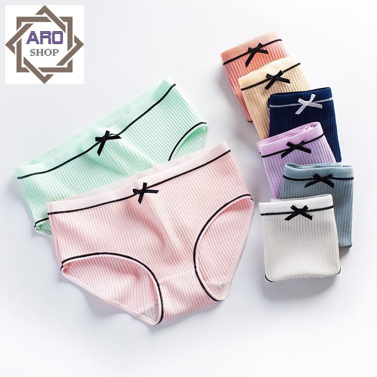 Quần Lót Cotton Tăm Cạp Nơ Sợi Cotton Tự Nhiên Thoáng Mát QL23 | BigBuy360 - bigbuy360.vn