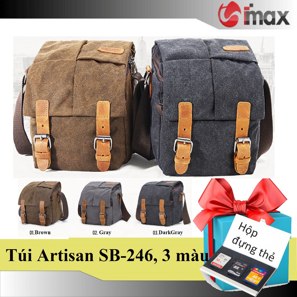 Túi máy ảnh đeo chéo Artisan SB-264, 3 màu, Tặng hộp đựng thẻ nhớ