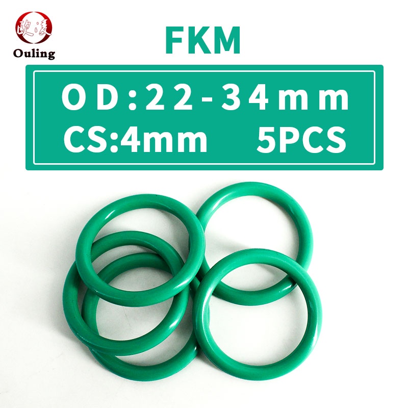 5 CÁI / Lô Vòng đệm cao su Flo Màu xanh lá cây Vòng đệm FKM O Vòng đệm CS 4mm Độ dày OD22 / 24/25/26/27/28/30/32/33/34 * 4mm Vòng đệm cao su O-ring Vòng đệm chịu dầu, mài mòn- chịu, chịu áp lực, chống lão hóa và chịu nhiệt độ cao