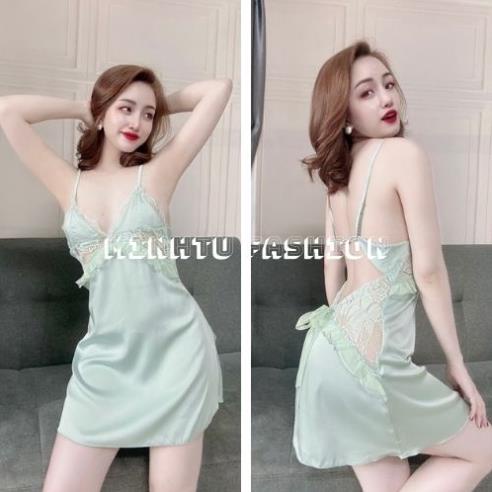 Váy Ngủ Sexy, Đầm Ngủ 2 Dây, Có Tăng Đơ, Phối Ren Chất Lụa Satin Phối Ren ( Kèm Quần ), Hàng May Kỹ Form Chuẩn Size Dưới | BigBuy360 - bigbuy360.vn