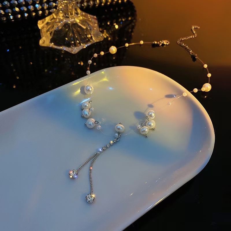 Vòng Cổ Choker Đính Hạt Ngọc Trai Kim Cương Thời Trang Dành Cho Nữ