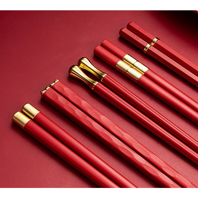 Bộ 5 đôi đũa đỏ viền vàng sang trọng T21