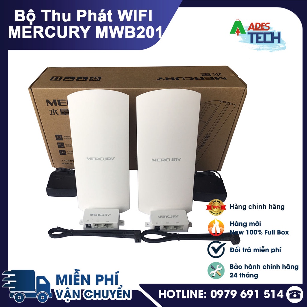 Bộ thu phát Wifi không dây MERCURY MWB201 2.4G 1KM Dùng cho camera IP, thang máy, Kéo wifi Xa