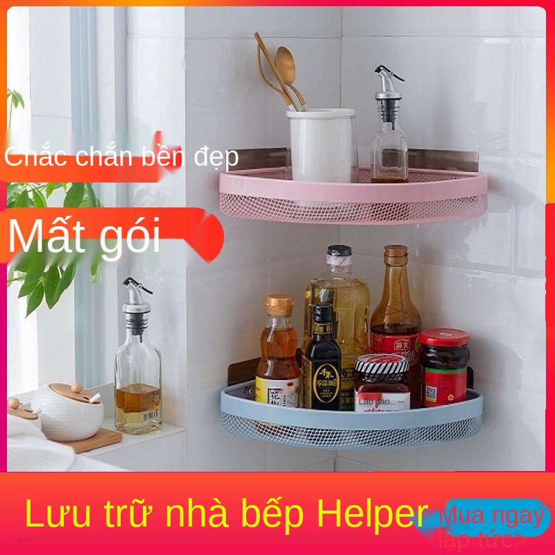 đục lỗ miễn phí Kệ phòng tắm liền khối bằng sắt rèn giá ba chân nhà vệ sinh giỏ treo bếp tường