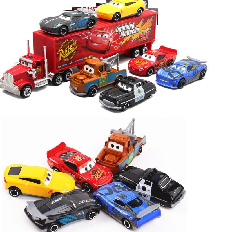 Xe ô tô tải Lightening MC Queen và 6 xe con đồ chơi trẻ em