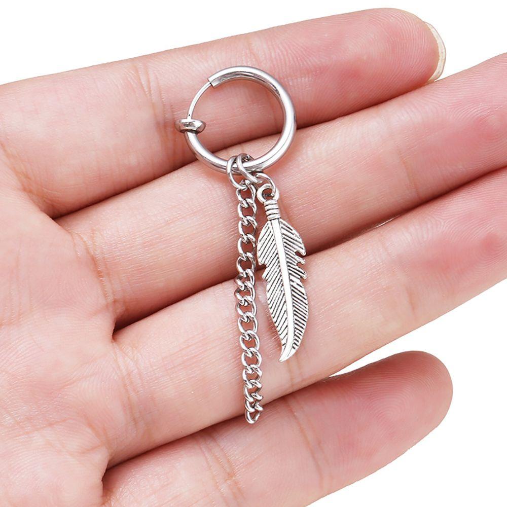 Khuyên Tai Tròn Hình Lá Bằng Thép Không Gỉ Thời Trang Cho Nam Và Nữ