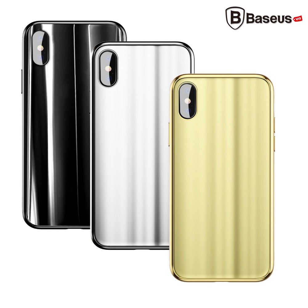 Ốp lưng cho iPhone X kính tráng gương viền dẻo silicone 3D Baseus (3D Glass + TPU)
