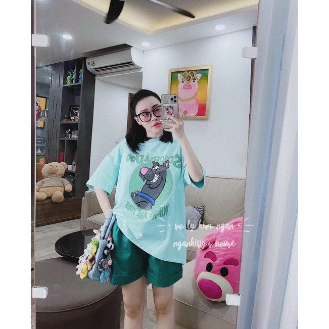 (Siêu Phẩm )SET ÁO PULL IN HÌNH MIX QUẦN SOOC KAKI XANH