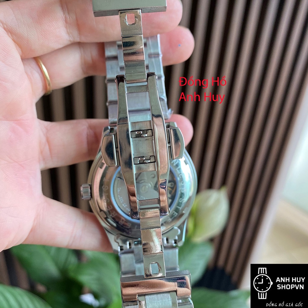 Đồng Hồ Nam LONG.GINES Máy Cơ Automatic - Dây kim loại thép đúc đặc không gỉ mặt tròn đính đá sapphire kính chống xước