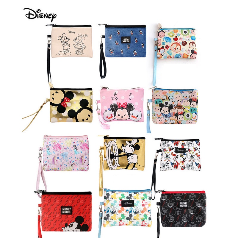 Túi Đựng Mỹ Phẩm Bằng Da PU Chống Thấm Nước Họa Tiết Chuột Mickey Disney