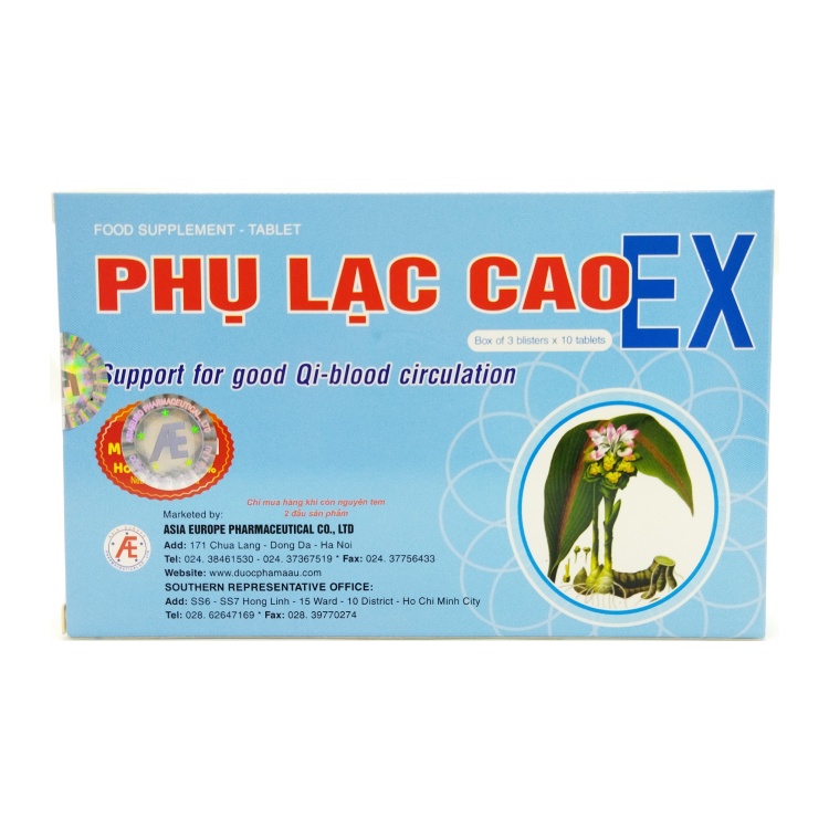 Phụ Lạc Cao Ex - Hỗ Trợ Điều Kinh, Lưu Thông Khí Huyết - Hàng Chính Hãng (Hộp 30 Viên)