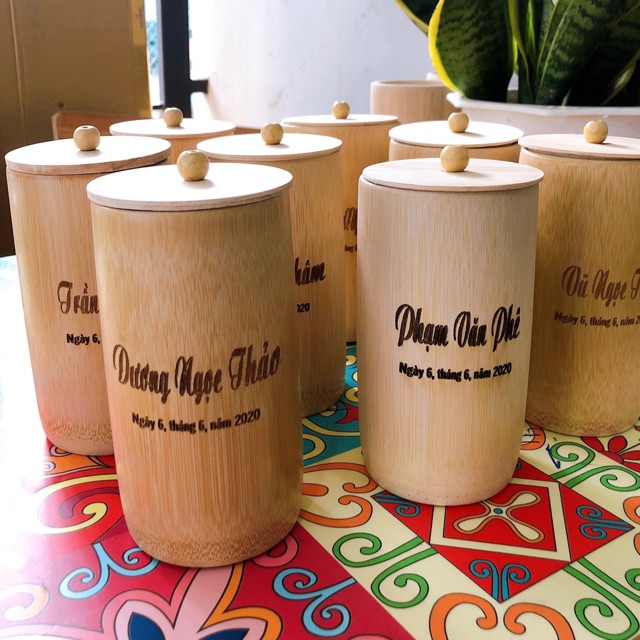 Cốc Tre- Ly tre có nắp